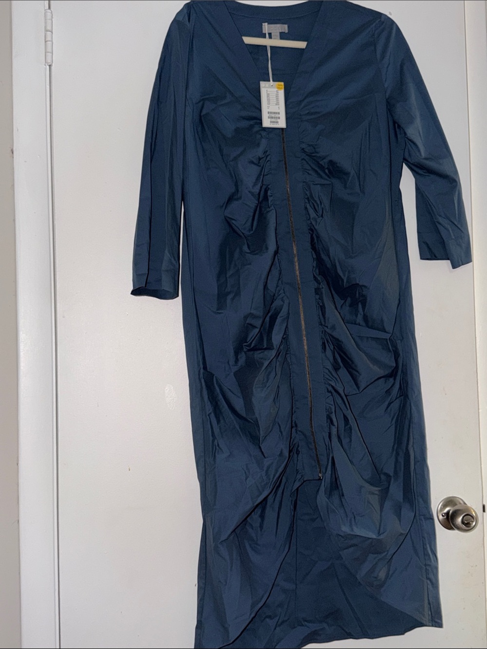 COS Navy Zip-Front Long Trench Dress Coat